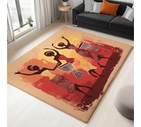 Tapis De Chambre 120 x 180 cm Tapis en Flanelle De Femme Africaine Minimaliste, Lavable en Machine, Enfant Ado Décoration pour Salon Salle à Manger Ferme, Brun
