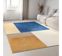 Tapis de Chambre 160 x 230 cm Moquette Doux Moderne Abstrait Bloc de Couleur Texture, Tapis de Salon Lavable Antidérapant - Moquette Bleu Blanc pour Salle de Séjour Chambre d'enfant Salle de Jeu