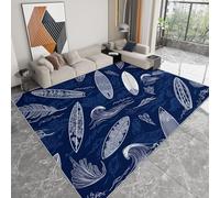 Tapis de Chambre 160 x 230 cm Moquette Doux Vintage Océan Planche de Surf Géométrie, Tapis de Salon Antidérapant Lavable Decor Japonais - Moquette pour Salle de séjour Chambre d'enfant Salle de Jeu