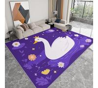 Tapis de Chambre 180 x 240 cm Doux Imprimé Dessin Animé, Tapis de Salon Antidérapant Lavable Decor Animaux Couronne Violet Étoile Fleurs - Moquette pour Salle de séjour Chambre d'enfant Salle de Jeux
