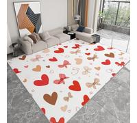 Tapis de Chambre 60 x 90 cm Moquette Doux Imprimé Dessin Animé Romantique Cœur Nœud Papillon, Tapis de Salon Antidérapant Lavable Blanc - Moquette pour Salle de séjour Chambre d'enfant Salle de Jeu