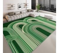 Tapis de Chambre 60 x 90 cm Poils Ras Moderne Art Déco, Tapis de Salon Géométrique Blanc Vert Arches Rayures - Moquette Antidérapant Résistant Enfant Adolescent Salle à Manger Bureau