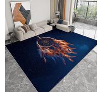 Tapis de Chambre 80 x 150 cm Doux Imprimé Fantaisie, Tapis de Salon Antidérapant Lavable Decor Ciel Étoilé Géométrique Plumes Rayures - Moquette pour Salle de séjour Chambre d'enfant Salle de Jeu