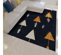 Tapis de Chambre 80x150 Salon Bohèmes Doux lavables pour à Plumes Motif flèche Poils Bas et Anti-dépouillage Aztèque Salle Manger usée Bureau Décoration intérieure Noir