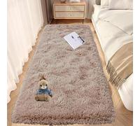 Tapis De Chambre 90 x 190 cm Aspect Fourrure Moderne Tapis Doux Au Toucher pour Chambre À Coucher Salon, Beige