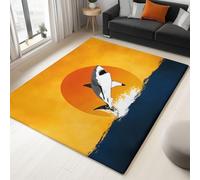 Tapis de Chambre Affiche De Dessin Animé Requin 80x150cm Tapis Salon Grand Antidérapant Lavable, Moquette Décoratifs pour Maison Super Doux et Durable