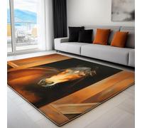 Tapis de Chambre Animal Porte en Bois Chevaux 60 x 90 cm, Coureur Moquette de Salon à Poils Ras, Tapis Lavable intérieur Peinture à l'huile Vintage pour décor de Cuisine et Salle à Manger
