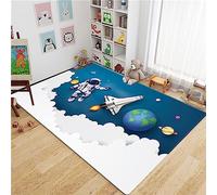 Tapis De Chambre, Astronaute De Vaisseau Spatial De Dessin Animé 3D, Tapis Imprimé, Tapis De Chambre en Mousse À Mémoire Douce, Facile À Nettoyer, sans Peluches 40 X 60 Cm / 15,7 X 23,6 Pouces