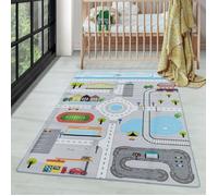 Tapis de chambre - CARPETTEX - Enfants de rue - Gris - 120 x 170 cm - Antidérapant - Lavable