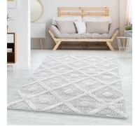 Tapis de chambre - CARPETTEX - Modèle géométrique - 200 x 290 cm - 100% polypropylène - Gris