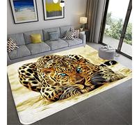 Tapis de Chambre de Salon Animal 3D Forêt Tropicale Tigre Léopard Lion Motif Moderne Tapis Intérieur Tapis de Zone Tapis de Jeu Tapis pour Canapé, Cuisine, Table Basse (Couleur 1,140x200 cm)