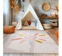 Tapis de chambre d'enfant - SIMPEX - Design Soleil - Crème - Lavable et antidérapant