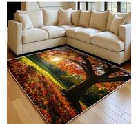 Tapis de Chambre Doux Arbres du Parc 60 x 90 cm Paysages d'automne Lavable en Machine Antidérapant, Tapis Salon Chambre d’Enfant Salle de Jeu Décoratif