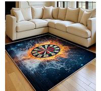 Tapis de Chambre Doux Cible de fléchettes incendiaires 60 x 90 cm Bleu Lavable en Machine Antidérapant, Tapis Salon Chambre d’Enfant Salle de Jeu Décoratif