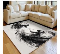 Tapis de Chambre Doux Impasse de samouraïs 60 x 90 cm Noir Lavable en Machine Antidérapant, Tapis Salon Chambre d’Enfant Salle de Jeu Décoratif