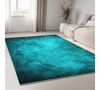 Tapis de Chambre Doux Imprimé Abstrait Patiné Texture Grunge, Tapis de Salon 140 x 200 cm Moquette Antidérapant Lavable Bleu Vert - Moquette pour Salle de Séjour Chambre d'enfant Salle de Jeu