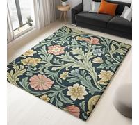 Tapis de Chambre en Flanelle 160 x 230 cm, Motif Fleurs Rétro De William Morris Vert, Lavable en Machine - Décoration pour Enfant Ado Salon Salle à Manger ou Maison de Campagne