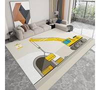 Tapis de Chambre Interieur Imprimé Dessin animé 120 x 170 cm, Tapis de Salon Antidérapant Moquette Lavable Engin de Chantier géométrique - Moquette pour Salle de séjour Chambre d'enfant Salle de Jeu