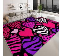 Tapis de chambre interieur milieu du xxe siècle 120 x 170 cm, Tapis de salon antidérapant moquette lavable animaux rayures zébrées cœur romantique - Moquette pour salle de séjour chambre d'enfant