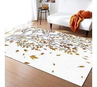 PAJEON Tapis de Chambre Lignes Noires Branches Automne Feuilles Dégradé Orange, 100 x 150 cm Entretien Facile Intérieur Moquette, Écologique Paillasson Intérieur - pour Chambre d'enfant