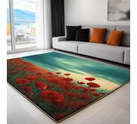 Tapis de Chambre Orage Ciel Champs de Fleurs 80 x 150 cm, Coureur Moquette de Salon à Poils Ras, Tapis Lavable intérieur Paysage Naturel pour décor de Cuisine et Salle à Manger