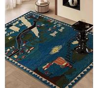 Tapis de chambre/salon lavable doux à poils courts qui ne tombent pas Style peinture à l'huile Multicolore 120 x 160 cm