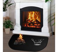 Tapis de Cheminée Ignifuge, 80 x 50 cm Tapis Anti Feu Devant Cheminee, Résistant au Feu Tapis de Protection Thermique pour Protège Le Sol des Brûlures pour Barbecues, Patios, Poele a Bois, Noir