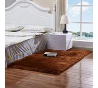 Tapis de chevet luxueux à poils longs lavable pour salon/chambre à coucher - Ne perd pas ses poils - Tapis de sol décoratif (café, 70 x 180 cm)