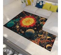 Tapis de Ciel étoilé de nébuleuse de Science-Fiction Lavable Tapis surréaliste d’Astronaute Galaxie Cosmique futuriste Moquette décorative Spatiale pour Chambre Pliable à Poils Bas 100x200cm