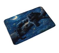Tapis De Ciel Étoilé Terrible Léopard Couché sur La Branche Forêt Halloween, Durable Tapi De Douche Anti-Saleté Tapis De Bain 40X60Cm pour Déco Extérieur Intérieur