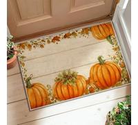 Tapis de citrouille, feuille rustique, automne, baie, orange, envers antidérapant, tapis d'intérieur qui ne perd pas ses poils pour salle de bain, entrée, chevet, décoration de porte, 0,6 x 0,9 m