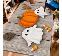 Tapis de citrouille, Halloween fantaisie, feuille fantôme, orange, tapis rectangulaire à poils courts qui ne perd pas ses poils pour salon, chambre à coucher, cuisine, couloir, décoration 1,2 x 1,8 m