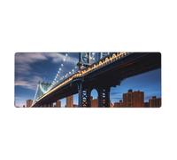 Tapis de clavier en caoutchouc 30,5 x 80 cm WHJDPP New York Manhattan Bridge Night Motif doux et épais pour protéger le bureau pour bureau