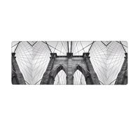 Tapis de clavier en caoutchouc 30,5 x 80 cm YUGTAEE Brooklyn Bridge imprimé doux et épais pour protéger le bureau pour étude d'ordinateur de bureau