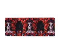 Tapis de clavier en caoutchouc doux et épais pour protéger le bureau - 30,5 x 80 cm - WHJSHOP Day of The Dead Sugar Roses Skull Prints
