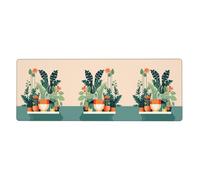 Tapis de clavier en caoutchouc doux et épais pour protéger le bureau - 30,5 x 80 cm - WHJSHOP dessin animé petites plantes vertes