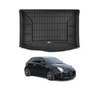 Tapis de Coffre 3D TPE Premium Compatible avec Alfa Romeo Mito HB 2008-2018 | Bac de Protection de Coffre Intérieur antidérapant Revêtement de Coffre Bords Hauts pour Voiture Noir