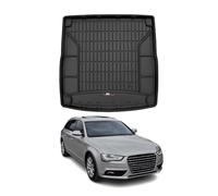 Tapis de Coffre 3D TPE Premium Compatible avec Audi A4 B8 Avant 2008-2015 | Bac de Protection de Coffre Intérieur antidérapant Revêtement de Coffre Bords Hauts pour Voiture Noir