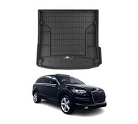 Tapis de Coffre 3D TPE Premium Compatible avec Audi Q7 2005-2015 5 Sitze | Bac de Protection de Coffre Intérieur antidérapant Revêtement de Coffre Bords Hauts pour Voiture Noir