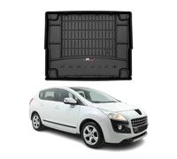 Tapis de Coffre 3D TPE Premium Compatible avec Peugeot 3008 2009-2016 | Bac de Protection de Coffre Intérieur antidérapant Revêtement de Coffre Bords Hauts pour Voiture Noir