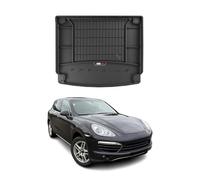 Tapis de Coffre 3D TPE Premium Compatible avec Porsche Cayenne II 2010-2017 | Bac de Protection de Coffre Intérieur antidérapant Revêtement de Coffre Bords Hauts pour Voiture Noir