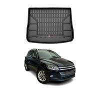 Tapis de Coffre 3D TPE Premium Compatible avec VW Tiguan 2007-2018 | Bac de Protection de Coffre Intérieur antidérapant Revêtement de Coffre Bords Hauts pour Voiture Noir