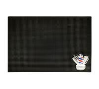 Tapis de Coiffure en Silicone Noir pour Outils de Salon, Antidérapant | Séparation des Outils, Points Saillants, Format Compact 30x15x0,5, Usage Station et Établi