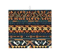 Tapis de comptoir de cuisine absorbant à texture ethnique tribal africain imprimé sur un seul côté 100 % polyester avec une corde de suspension