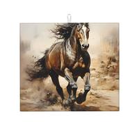 Tapis de comptoir de cuisine absorbant design élégant imprimé cheval occidental pliable et antidérapant avec anneau de suspension