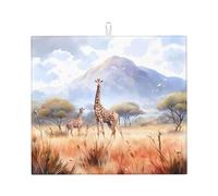 Tapis de comptoir de cuisine absorbant et pliable avec imprimé girafe africaine 45,7 x 40,6 cm, convient pour les cuisines et les salles à manger
