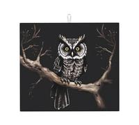 Tapis de comptoir de cuisine absorbant imprimé hibou tard la nuit facile à ranger 45,7 x 40,6 cm adapté pour les cuisines et les salles à manger