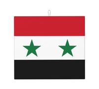 Tapis de comptoir de cuisine absorbant l'eau, motif drapeau de la République arabe syrienne, 45,7 x 40,6 cm, absorbant l'eau et antidérapant, convient pour la vaisselle et les assiettes de cuisine.