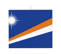 Tapis de comptoir de cuisine absorbant motif drapeau des îles Marshall élégant design pliable et antidérapant avec anneau de suspension