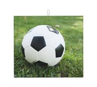 Tapis de comptoir de cuisine antidérapant imprimé ballon de football sur herbe avec corde de suspension 45,7 x 40,6 cm Tapis de vidange absorbant pour comptoir de cuisine évier et égouttoir